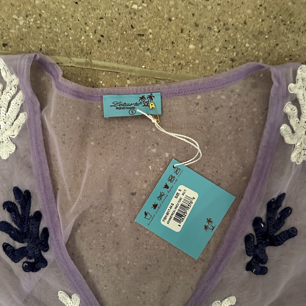 NWT Letarte Swimwear Mesh Sequin Asymmetrical Cover Up - Picture 4 of 5